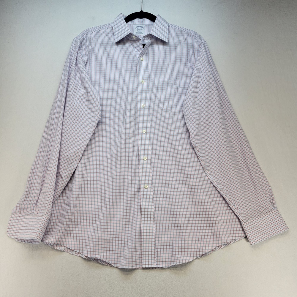Brooks Brothers Button Down Shirt Mens 16/35 Red Blue Regent Supima Cotton